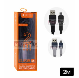 Cabo de Dados USB + Micro USB (V8) 5A 2M KD-353M - Kaidi