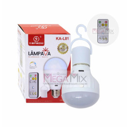  Lâmpada de Emergência LED Recarregável 7W KA-L81 - Kapbom