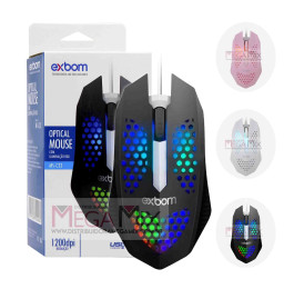 Mouse Óptico com fio USB RGB 1200DPI MS-C33- Exbom 