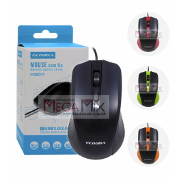 Mouse Óptico com fio USB 1200DPI MS8017 - Ecooda