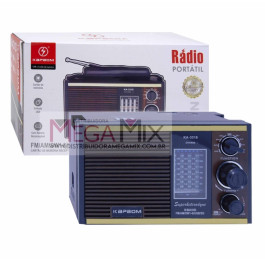 Rádio Portátil Recarregável  FM/AM/SW/USB/AUX/SD KA-3318 - Kapbom