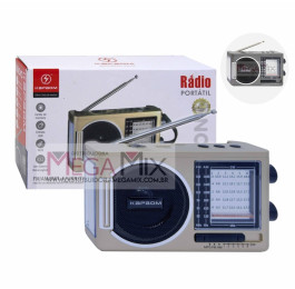  Rádio Portátil Recarregável FM/AM/SW/USB/TF KA-3326 - Kapbom